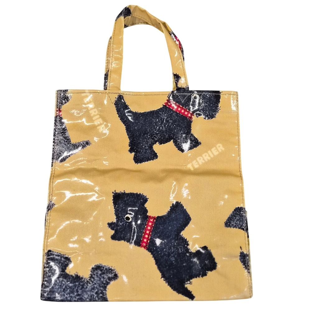 Yamatoya Tokyo Hi-Bag Scottish Terrier Print Coated Tote Bag Tan Black Red